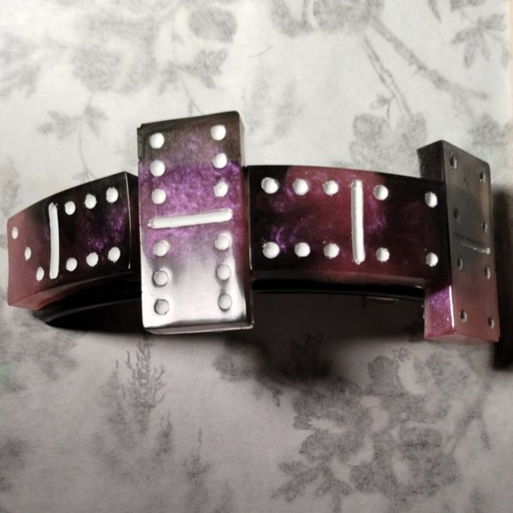 Hand made Pink and black dominoes hair clip - Picture 4 of 4